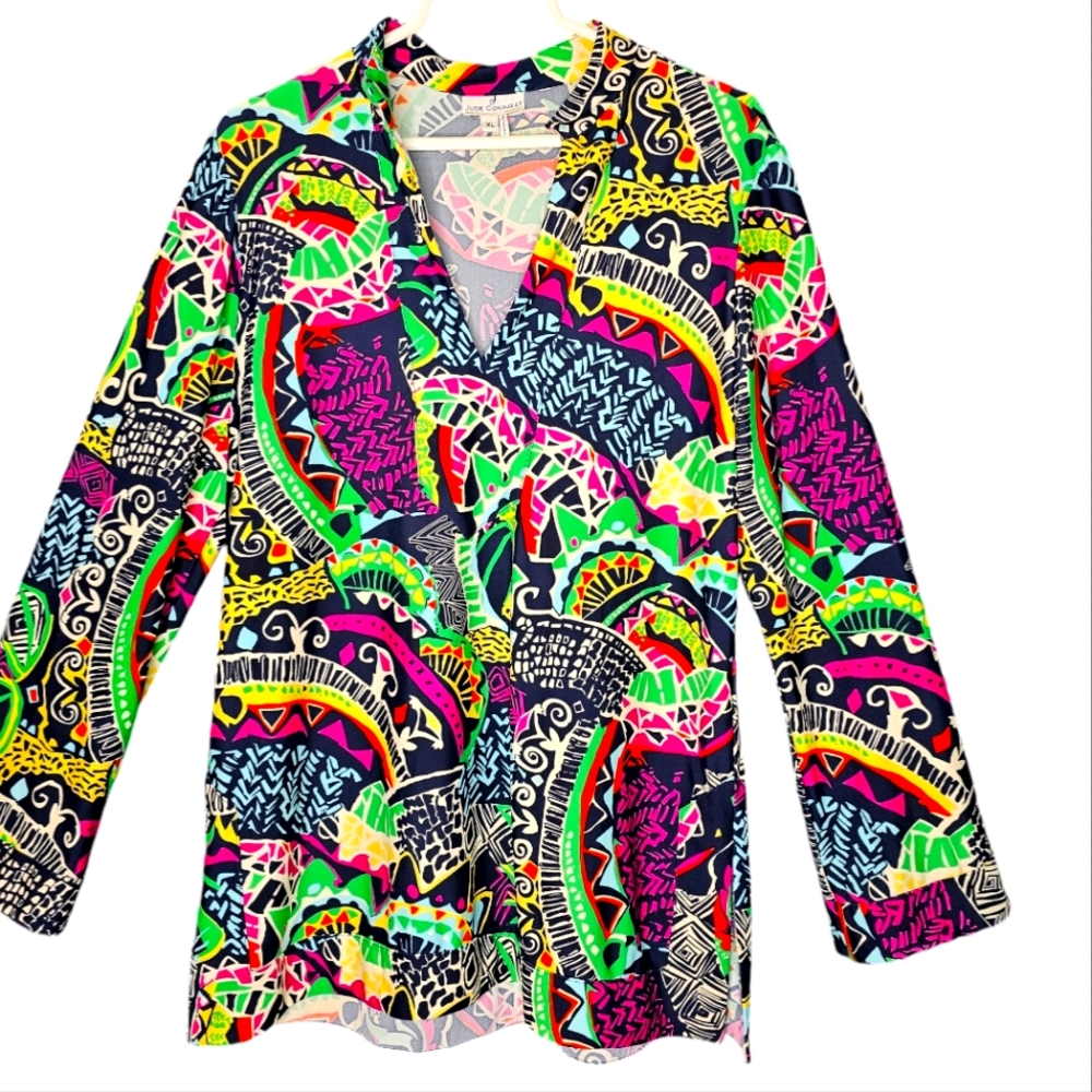 Jude Connally Ruthie Tunic Top Womens XL Colorful Ravelo Paisley Resort